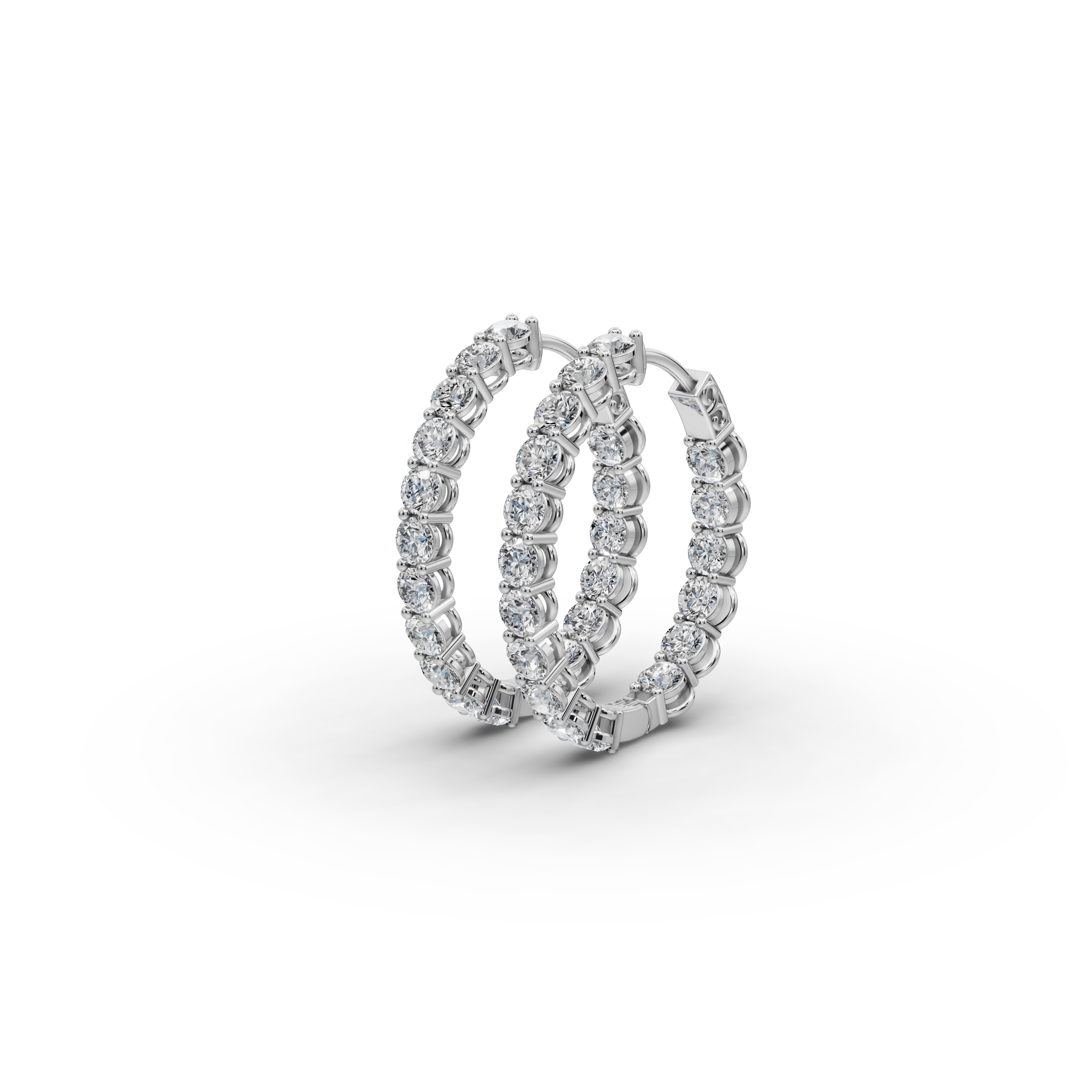 3.00 ct Designer Round Diamond-Studded Oval Shape Hoop EarHoops Earring