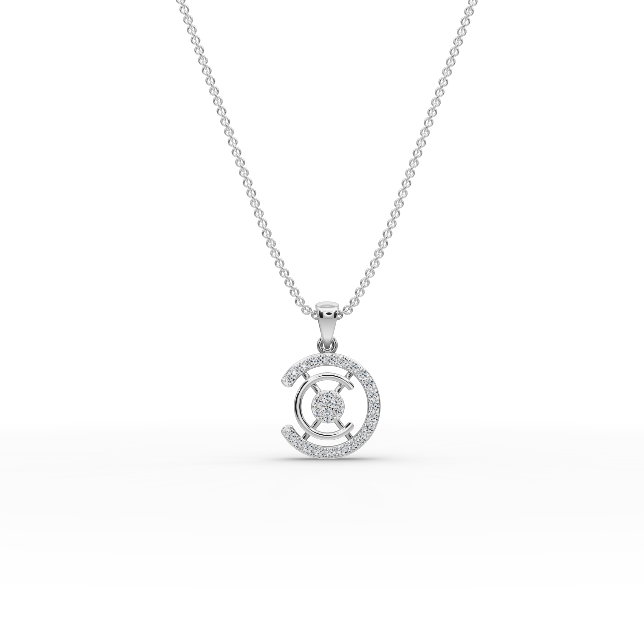 Contemporary Circle Lab-Grown Diamond Pendant