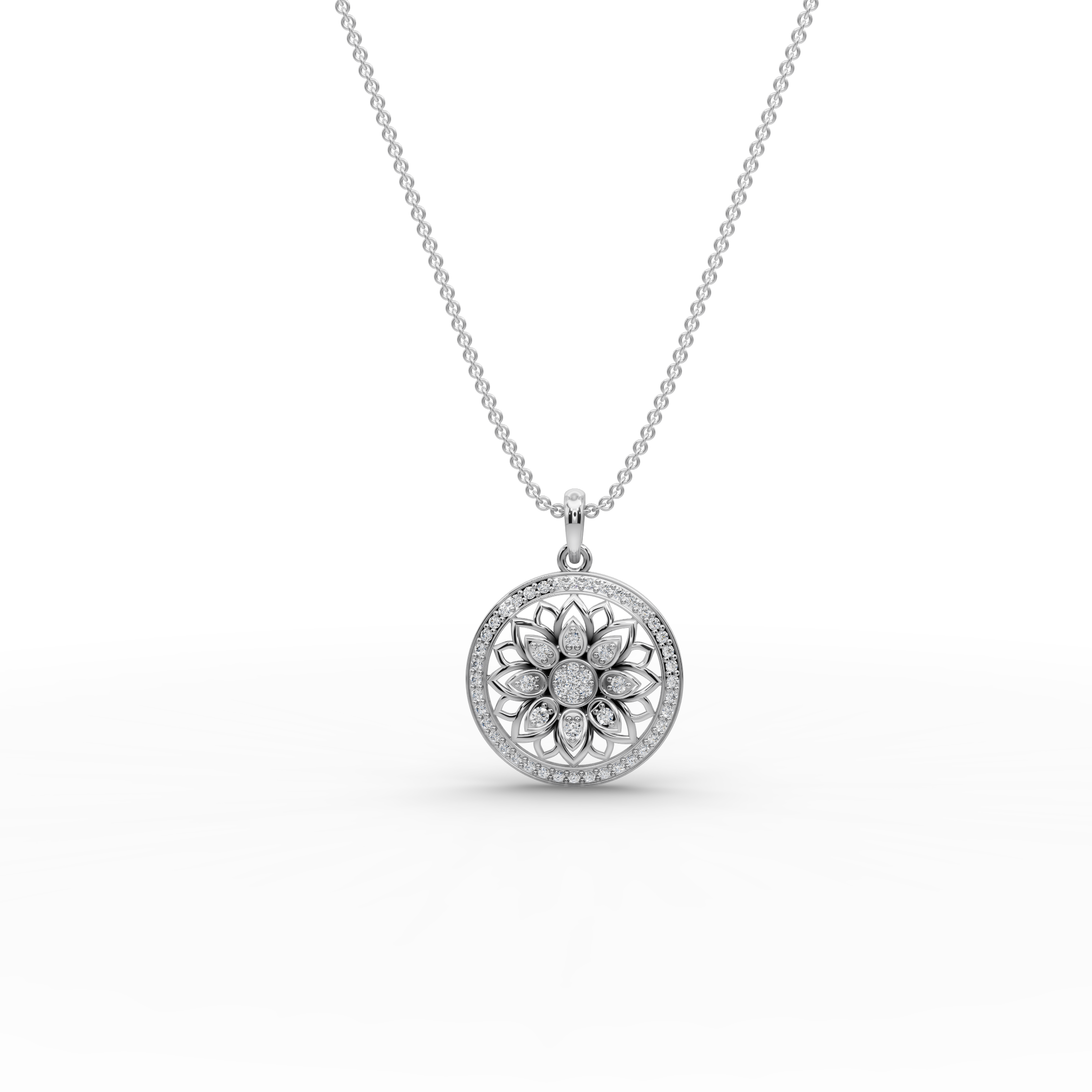 Lotus Floral Lab-Grown Diamond Gold Pendant