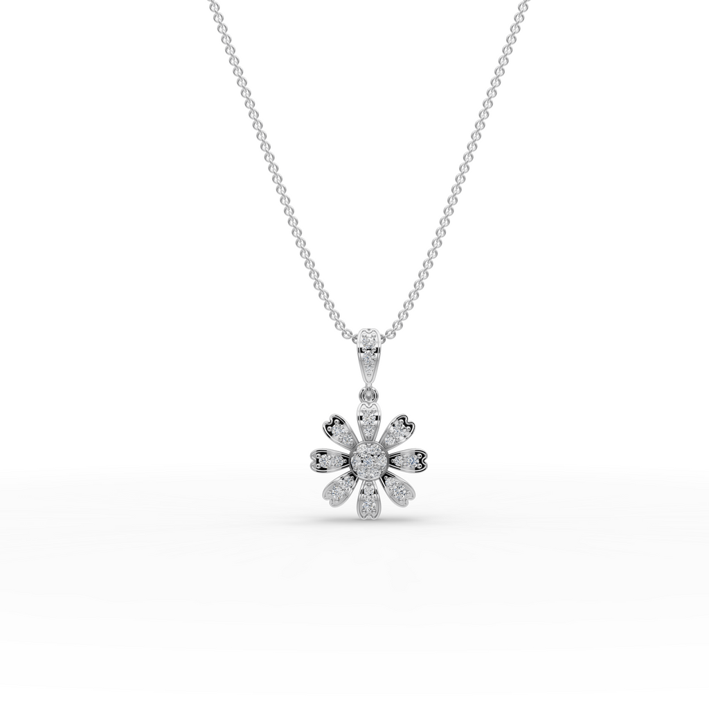 Floral Lab-Grown Diamond Gold Pendant