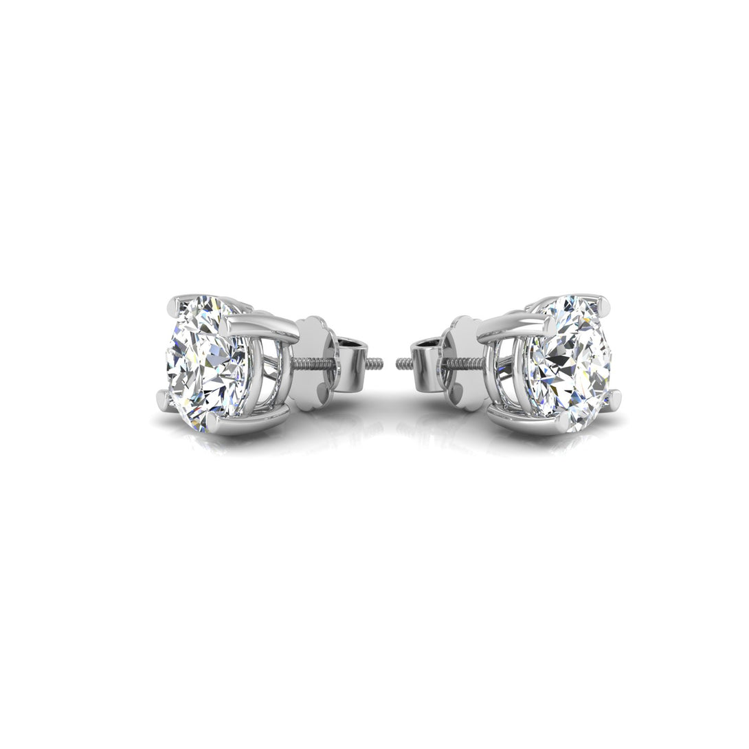 Classic Round Solitaire Stud Earrings with 3.00 Ct. CVD Lab-Grown Diamonds.