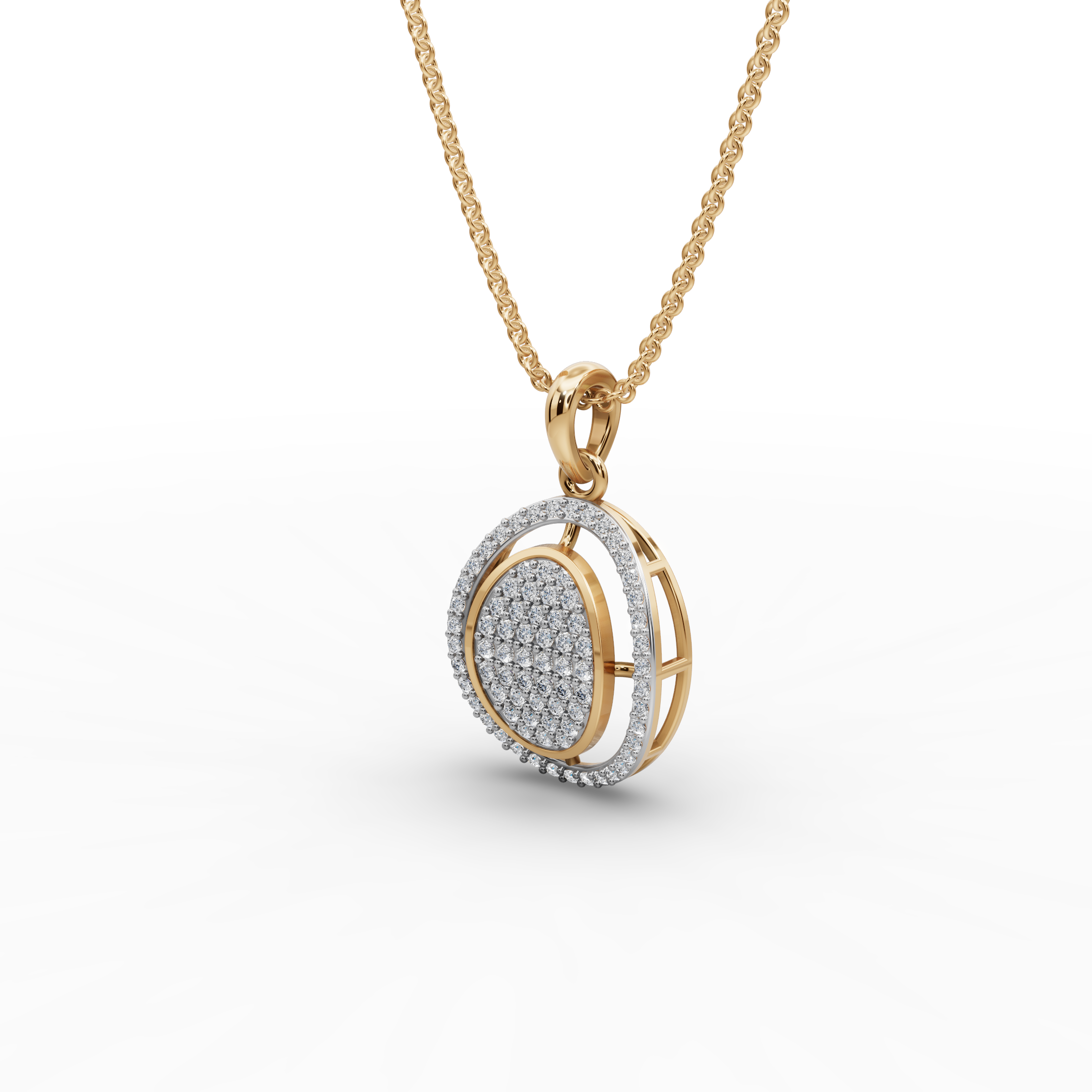 Dual Oval Lab-Grown Diamond Gold Pendant