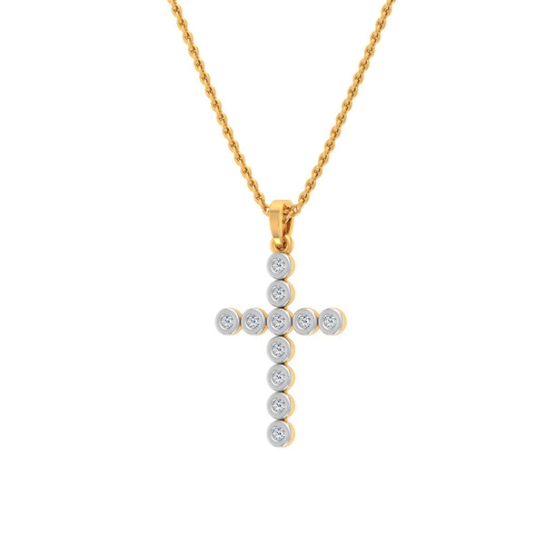 Gold-Plated Cross Pendant Necklace with Lab-Grown Diamonds