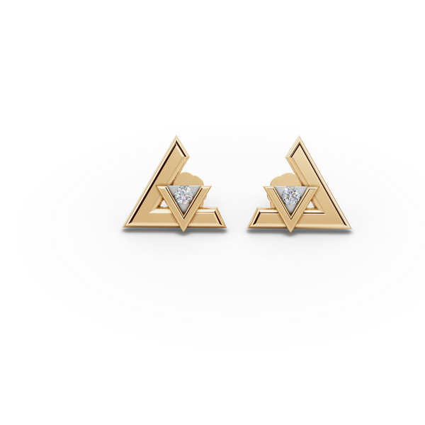 Modern Triangular Diamond Stud Earrings