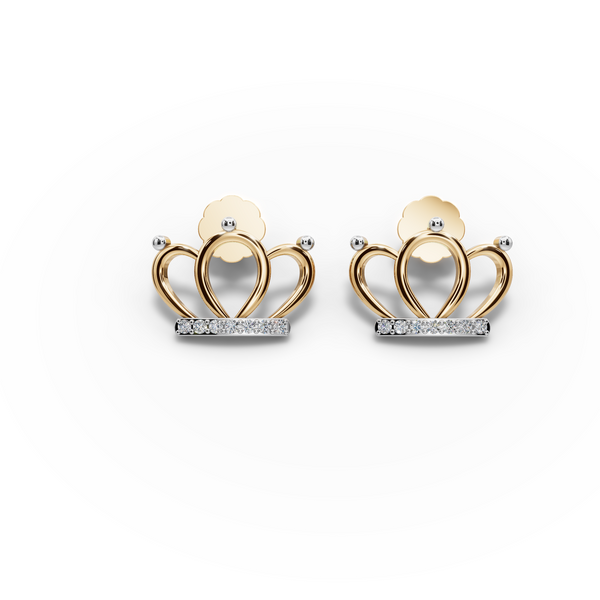 Regal Crown Diamond Stud Earrings