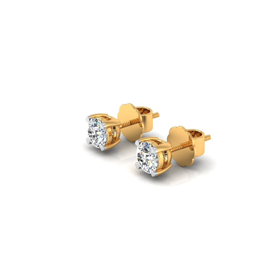 Classic Round Solitaire Stud Earrings with 0.50 Ct. CVD Lab-Grown Diamonds.