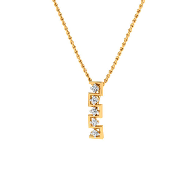 Geometric Gold-Plated Pendant Necklace with Lab-Grown Diamonds