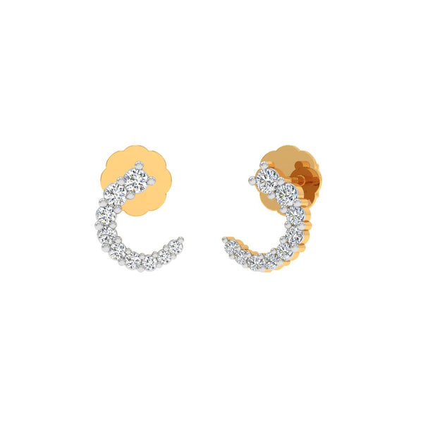 Crescent Moon Diamond Stud Earrings