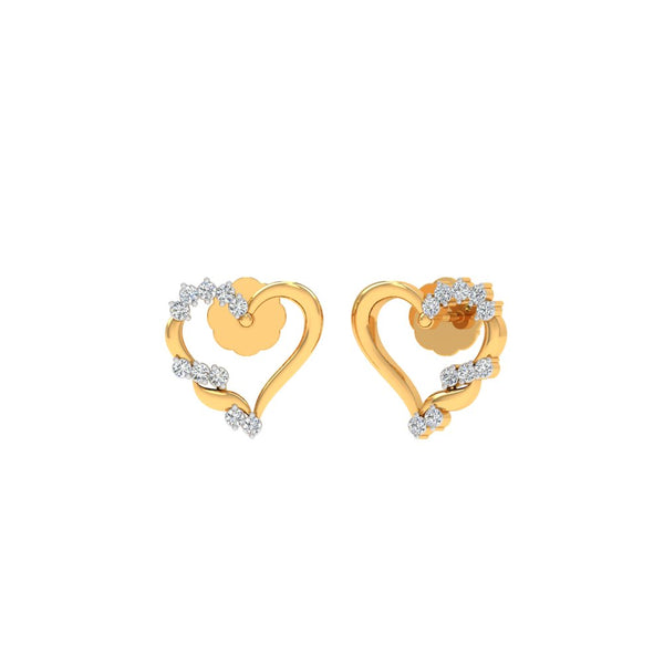 Heart Vine Diamond Stud Earrings