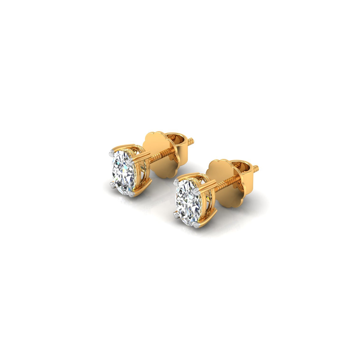 Elegant Oval Solitaire Stud Earrings with 0.50 Ct. CVD Lab-Grown Diamonds.