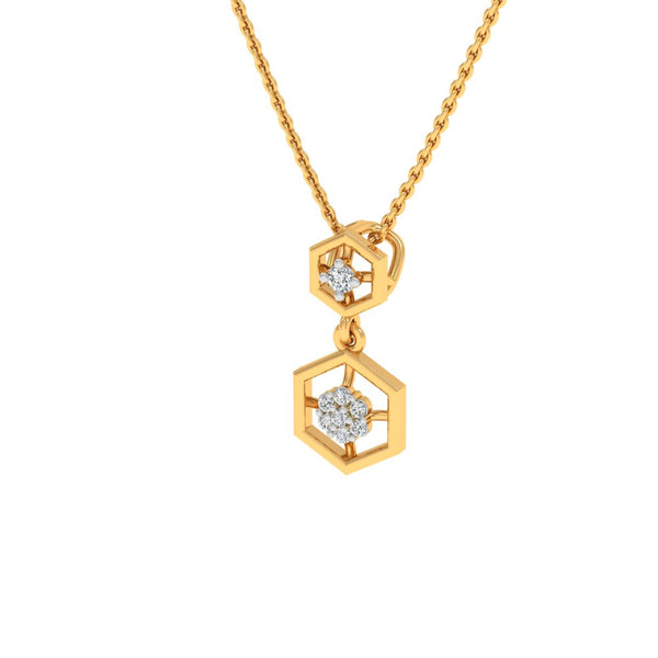 Hexagonal Gold-Plated Pendant Necklace with Lab-Grown Diamonds