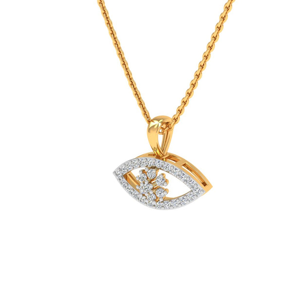 Eye-Shaped Gold-Plated Pendant Necklace with Lab-Grown Diamonds