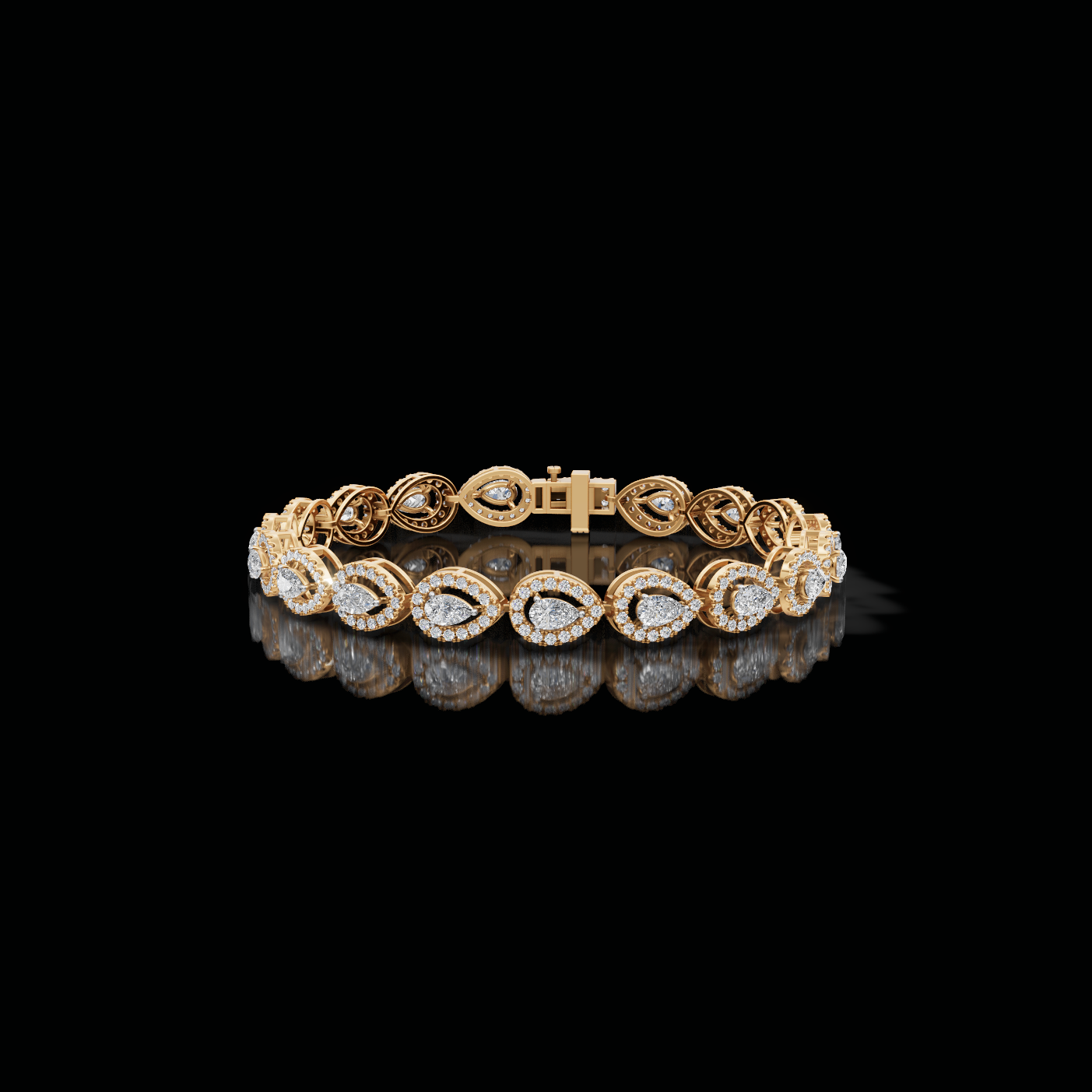 Elegant Pear Lab-Grown CVD Diamond Tennis Bracelet