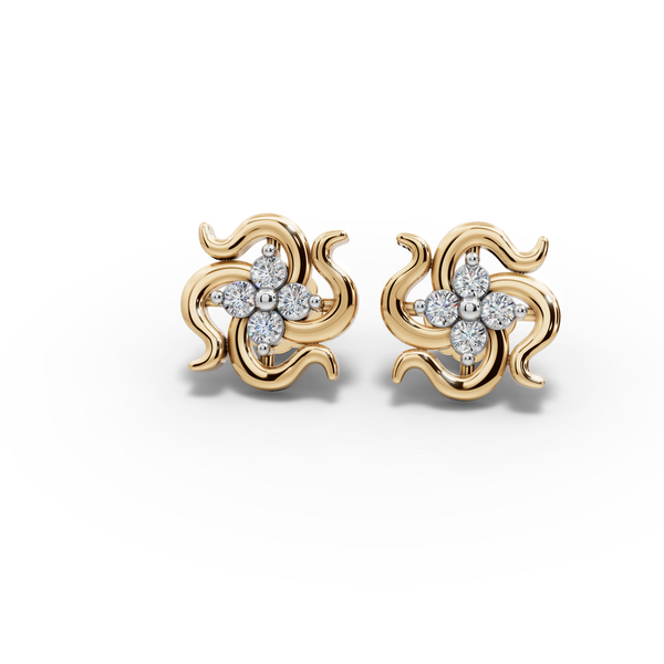 Floral Diamond Stud Earrings