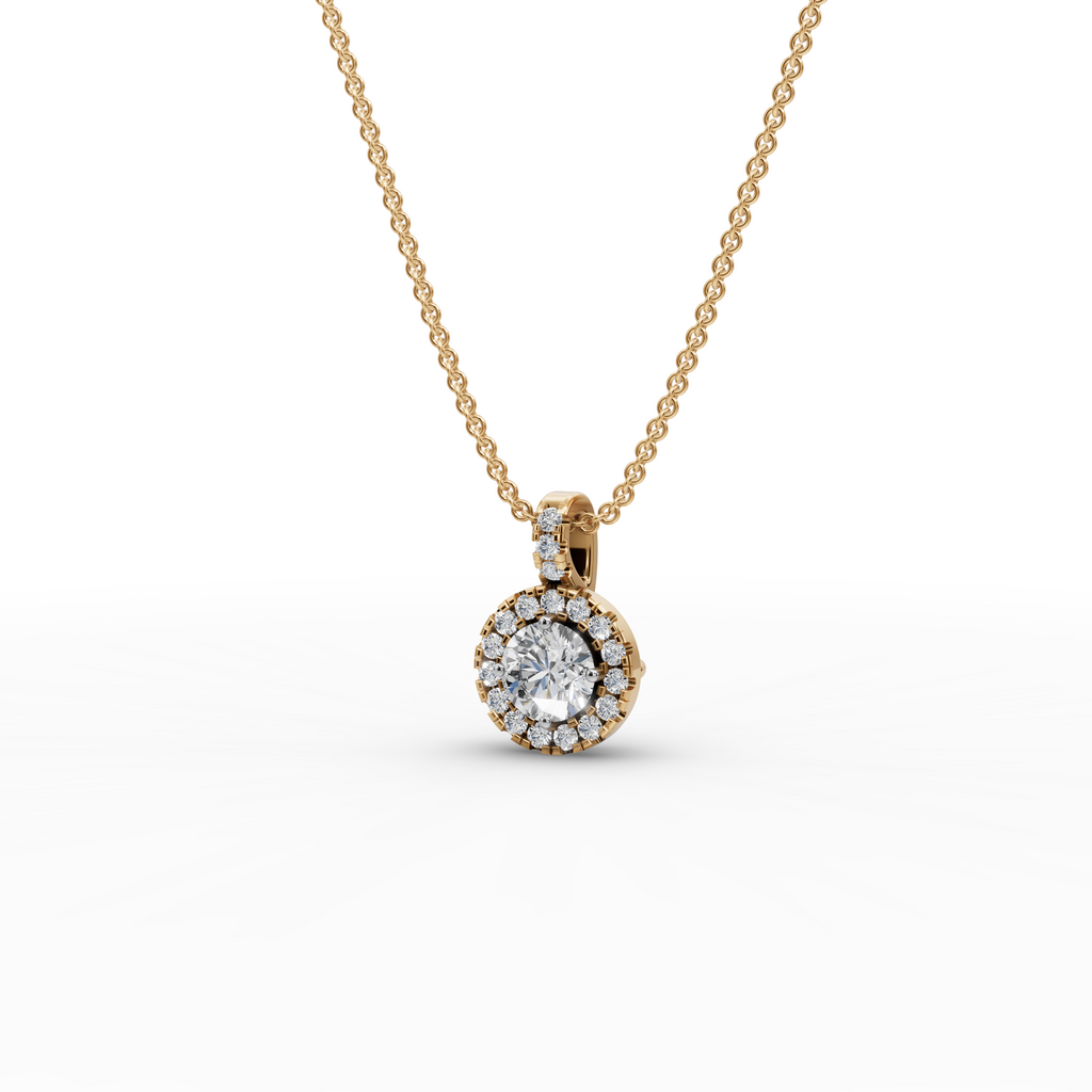 1.00 ct Romantic Lab Grown Round Diamond Halo Pendant