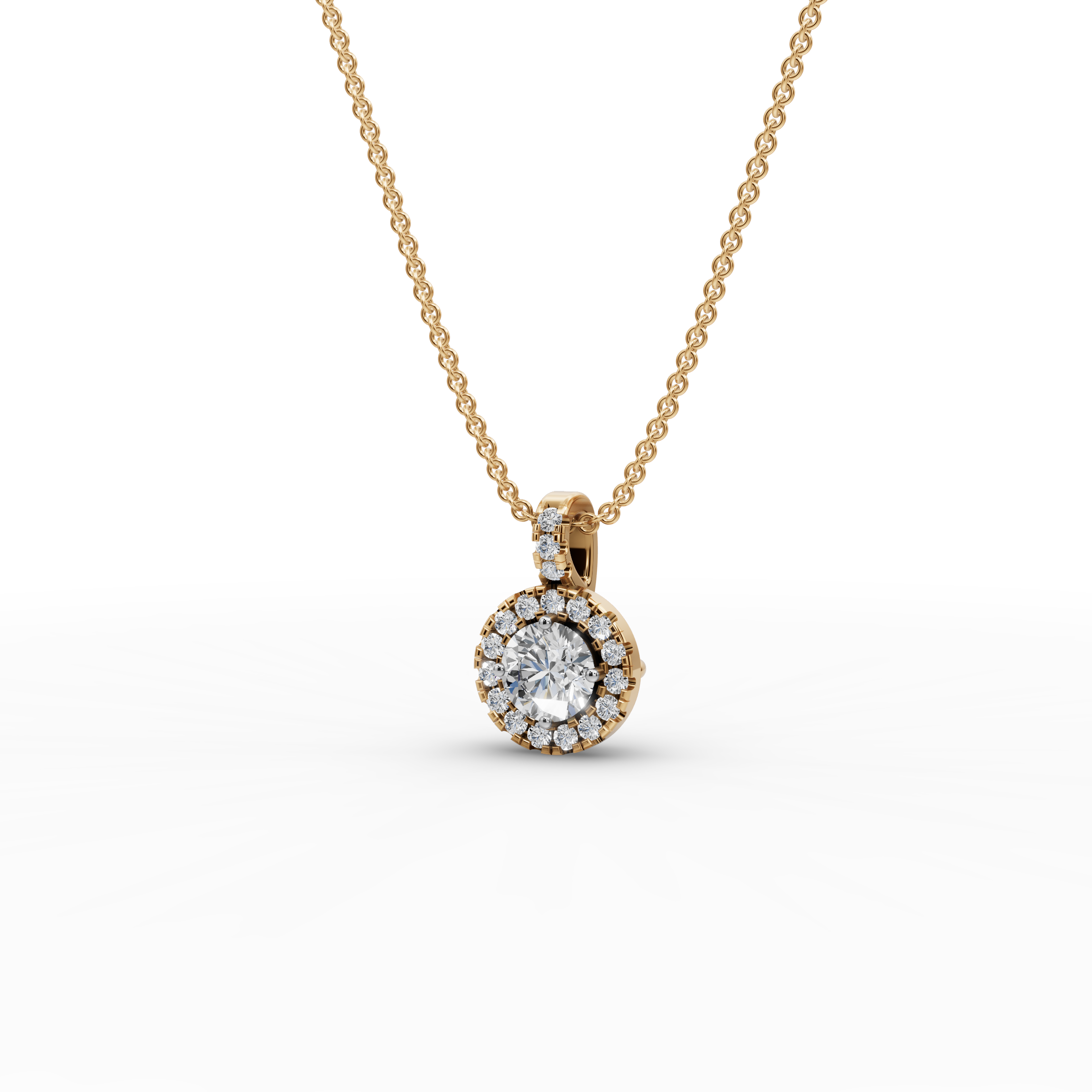 1.00 ct Romantic Lab Grown Round Diamond Halo Pendant
