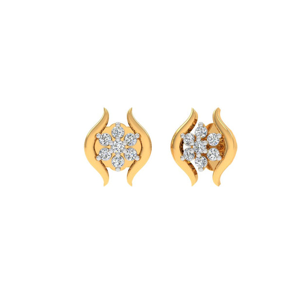 Elegant Floral Diamond Stud Earrings