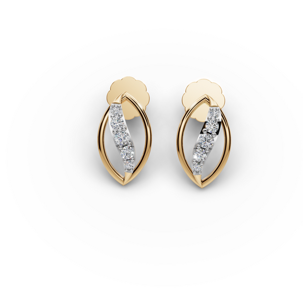 Elegant Gold-Plated Diamond Stud Earrings