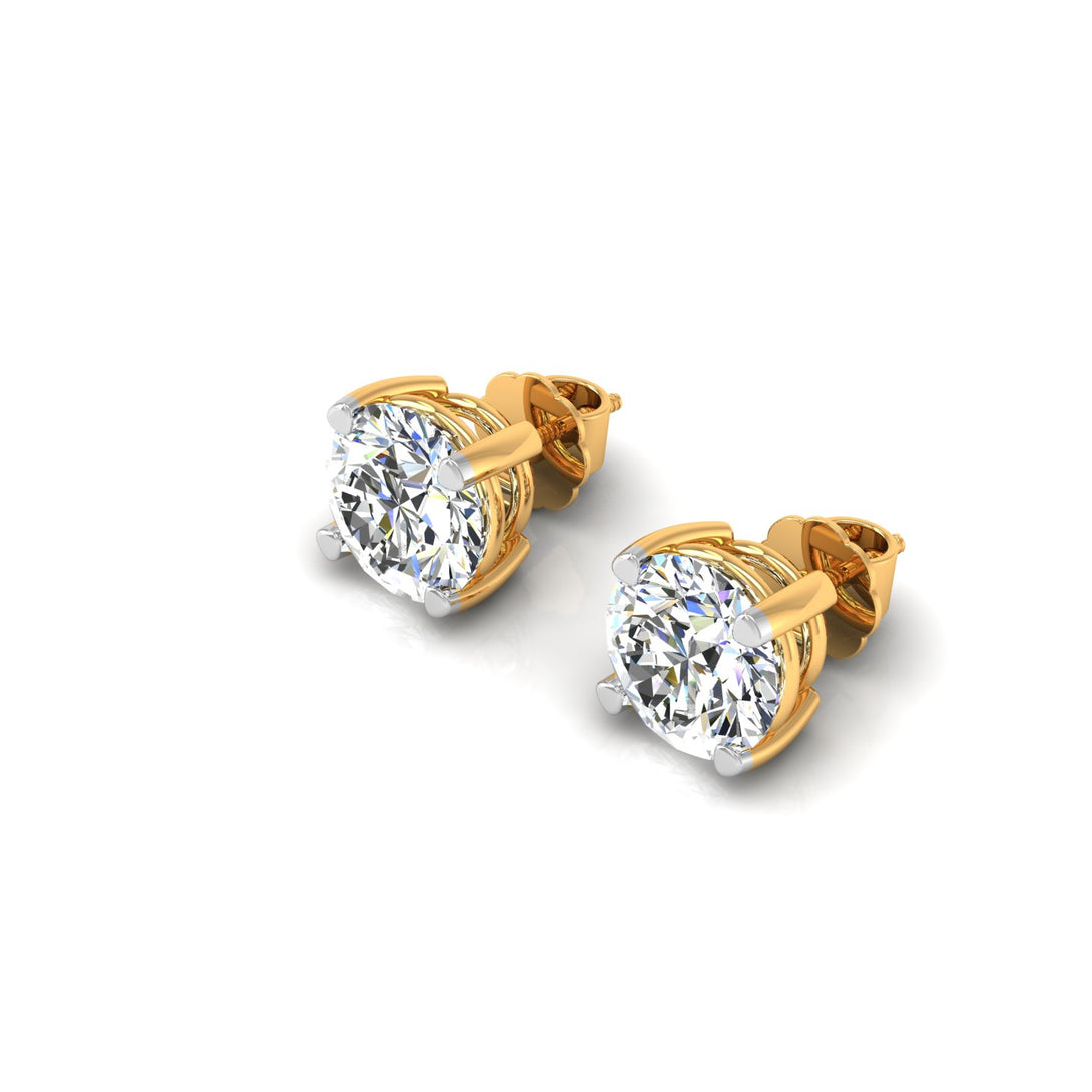 Classic Round Solitaire Stud Earrings with 3.00 Ct. CVD Lab-Grown Diamonds.