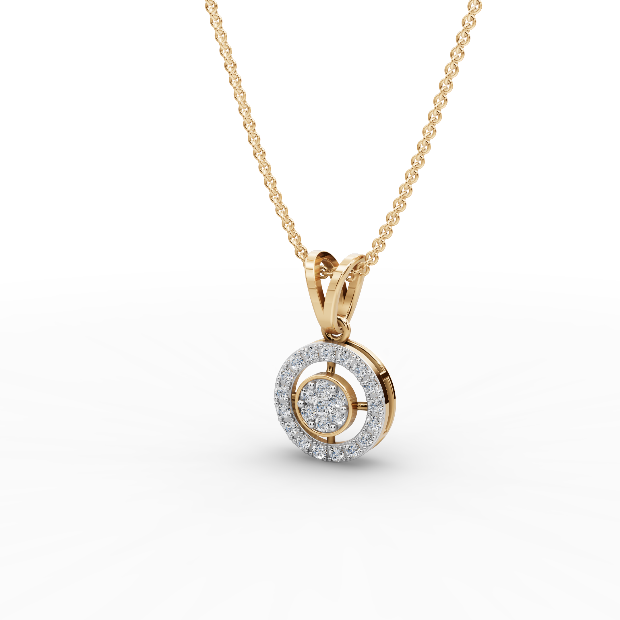 Halo Lab-Grown Diamond Gold Pendant