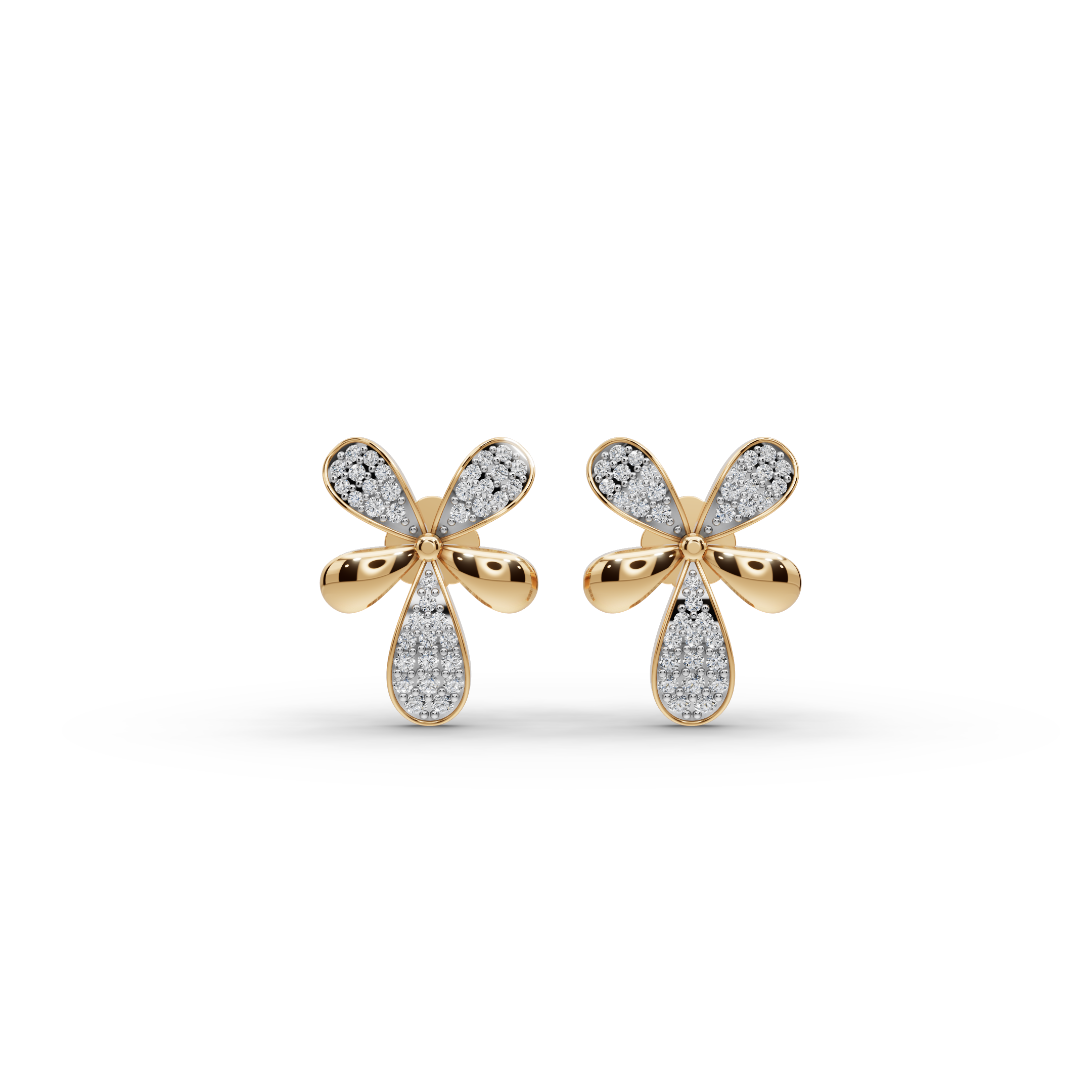 Four Petal Lab-Grown Diamond Earrings