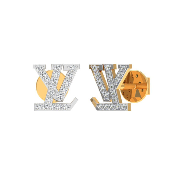 Stylish Logo Diamond Stud Earrings