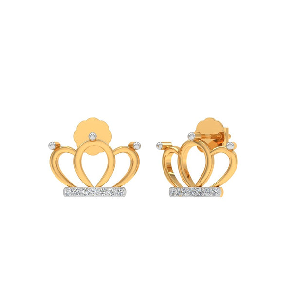 Regal Crown Diamond Stud Earrings