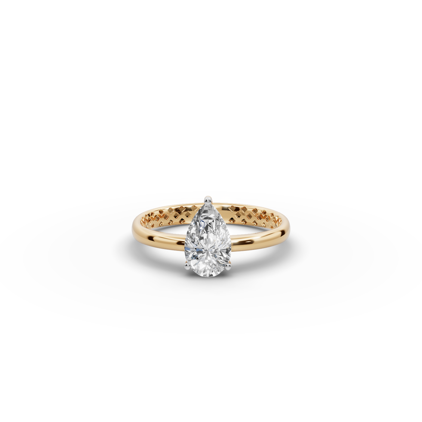 1 tcw Pear Cut Diamond Gold Ring