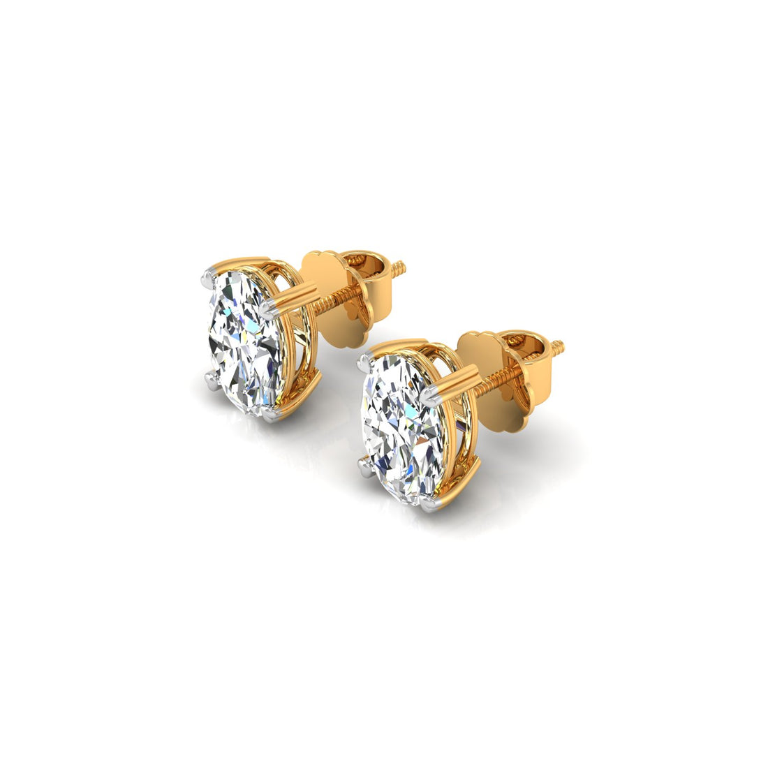 Elegant Oval Solitaire Stud Earrings with 2.00 Ct. CVD Lab-Grown Diamonds.