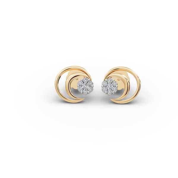 Radiant Gold and Diamond Stud Earrings
