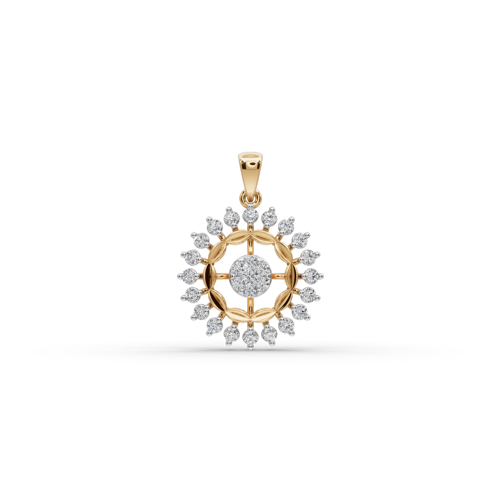 Sunburst Floral Lab-Grown Diamond Pendant