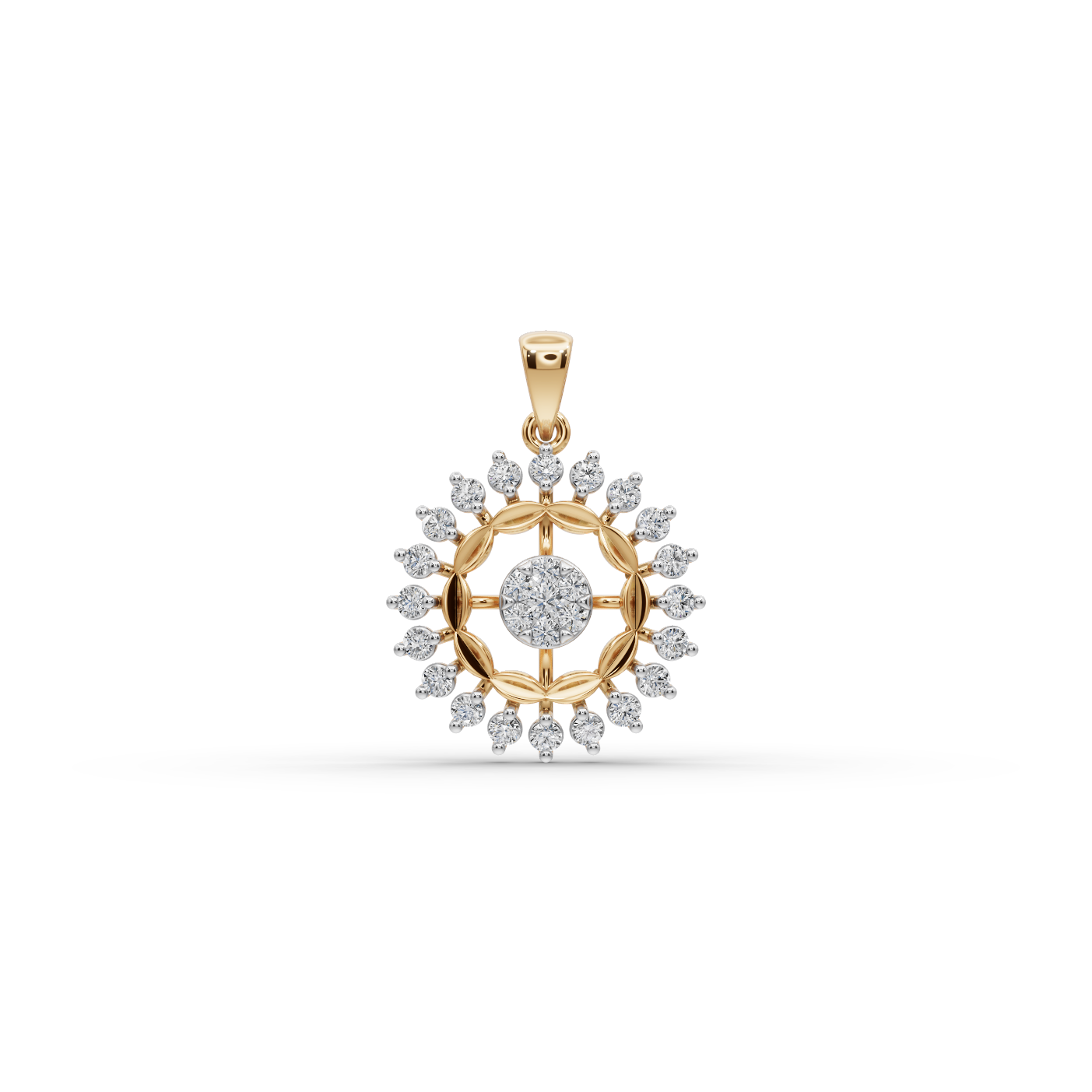 Sunburst Floral Lab-Grown Diamond Pendant