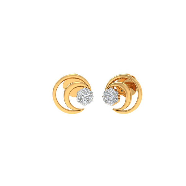 Radiant Gold and Diamond Stud Earrings