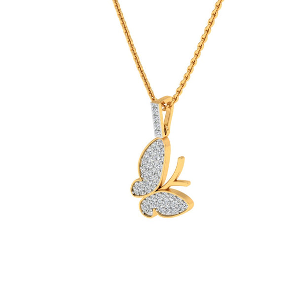 Butterfly Gold-Plated Pendant Necklace with Lab-Grown Diamonds