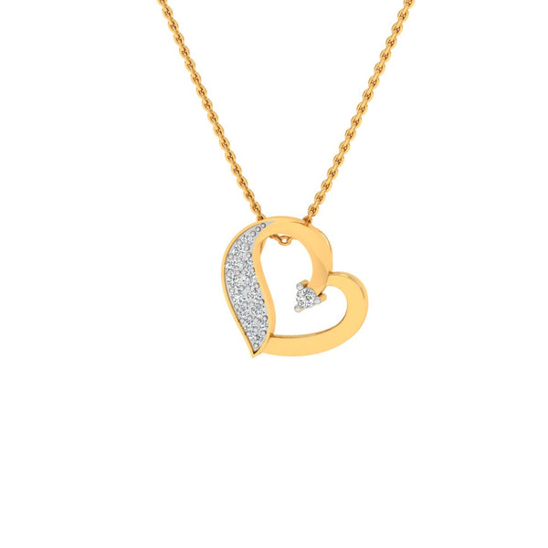 Heart Gold-Plated Pendant Necklace with Lab-Grown Diamonds