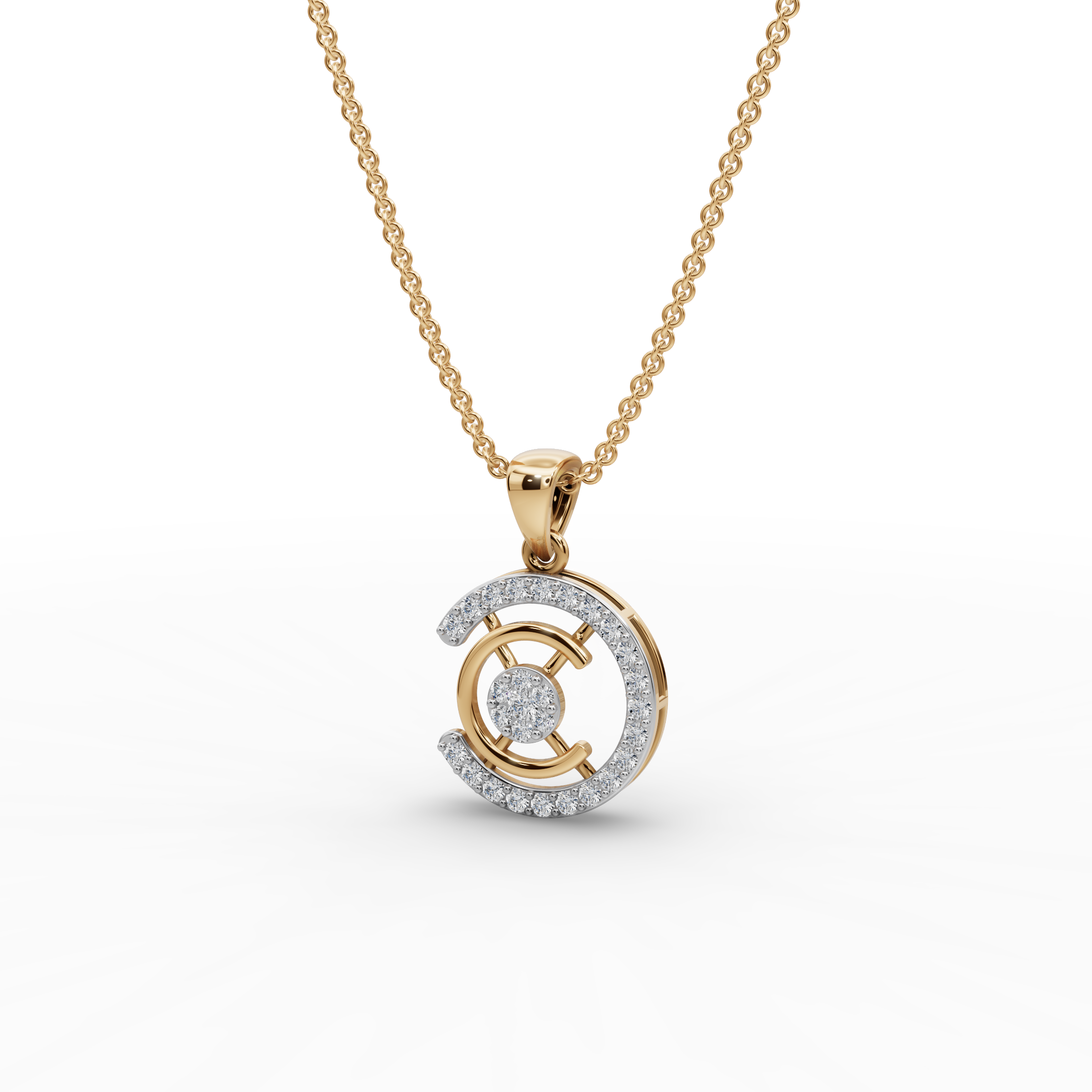 Contemporary Circle Lab-Grown Diamond Pendant