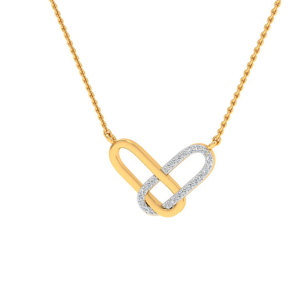 Interlinked Oval Gold-Plated Pendant Necklace with Lab-Grown Diamonds