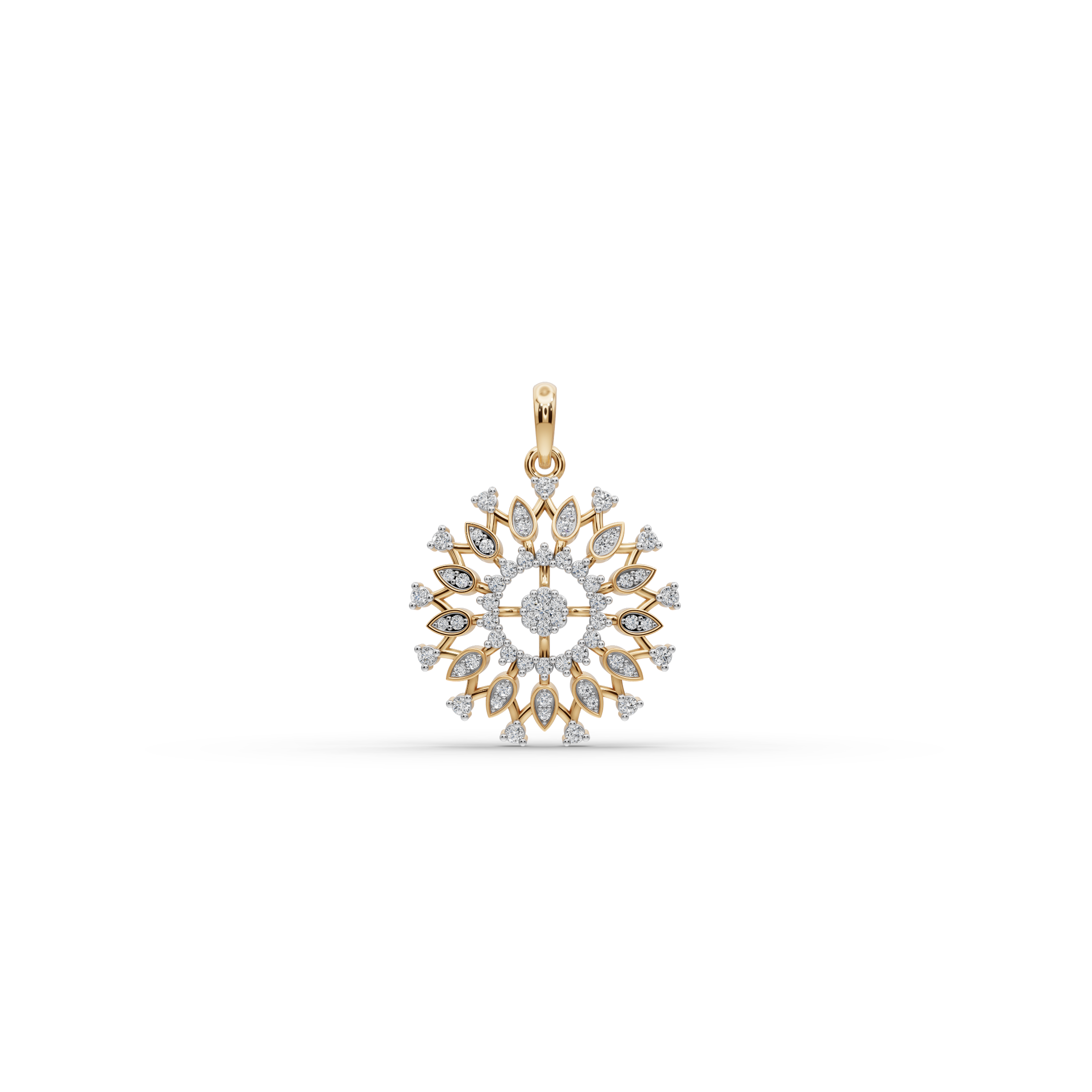 Sunburst Lab-Grown Diamond Gold Pendant
