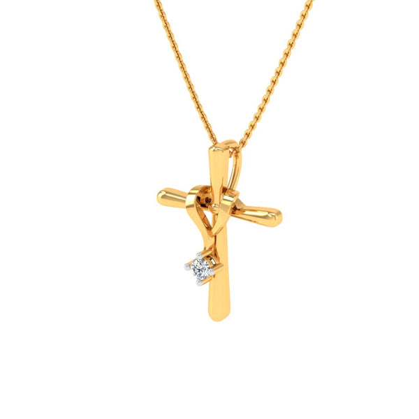 Cross Pendant Necklace with Lab-Grown Diamond