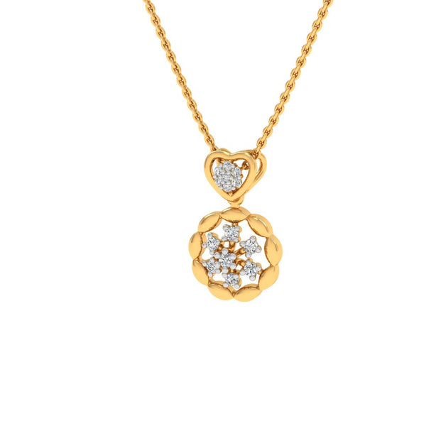 Floral Gold-Plated Pendant Necklace with Lab-Grown Diamonds