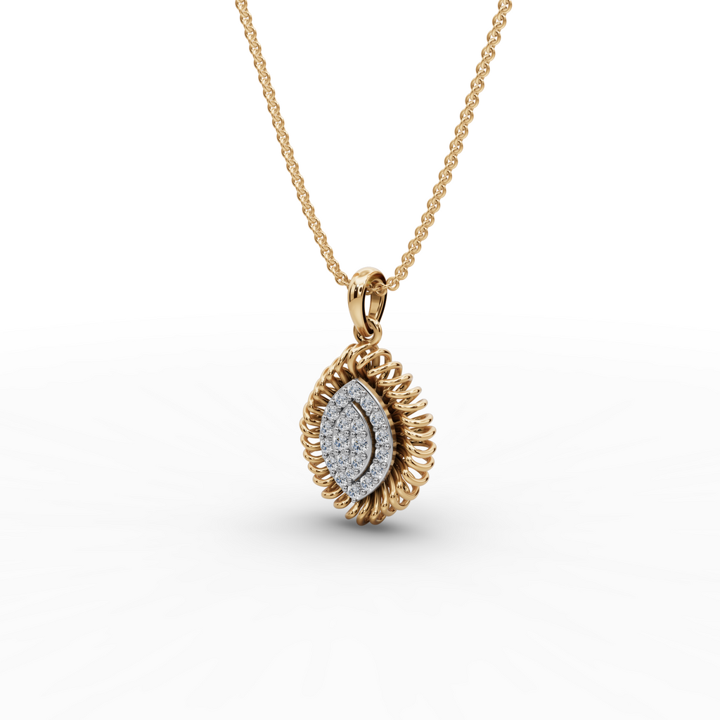 Leaf Radiant Lab-Grown Diamond Gold Pendant
