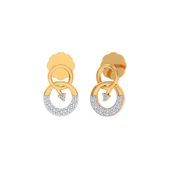 Elegant Round Gold and Diamond Earrings