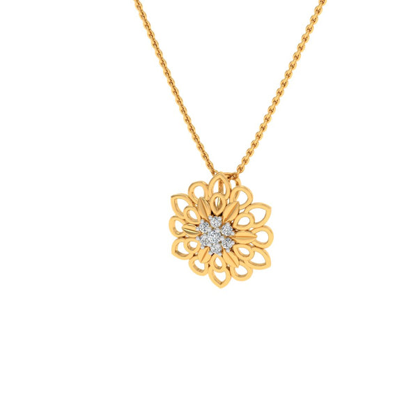 Floral Gold-Plated Pendant Necklace with Lab-Grown Diamonds