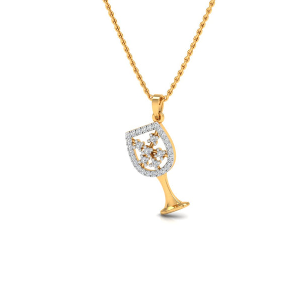 Gold-Plated Wine Glass Pendant with Lab-Grown Diamonds