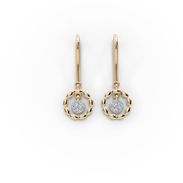 Elegant Teardrop Gold Earrings with Diamond Cluster