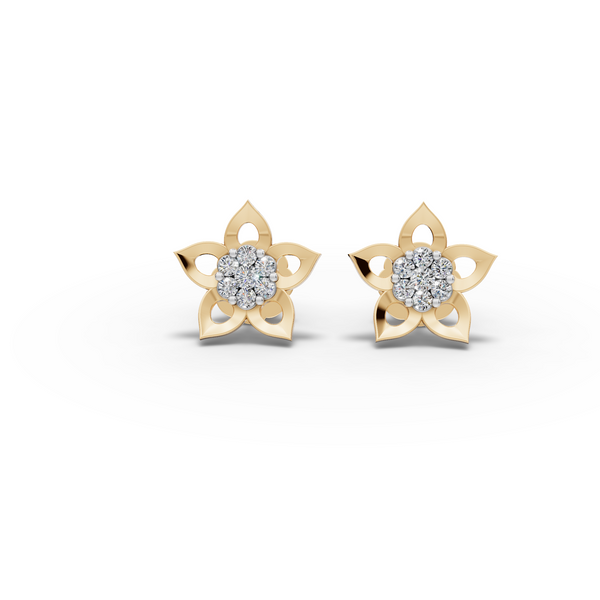 Elegant Petal Earrings with Diamond Center