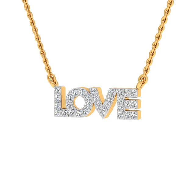 Gold-Plated "LOVE" Pendant Necklace with Lab-Grown Diamonds