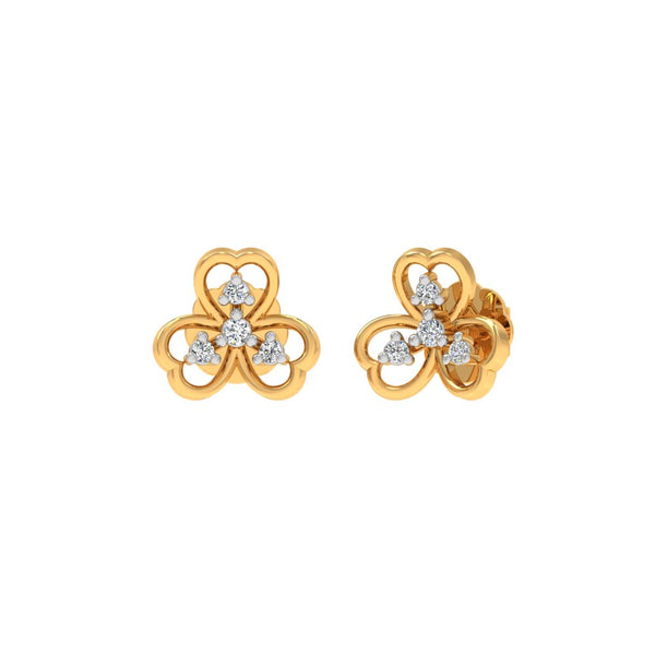 Elegant Diamond Stud Earrings in Intricate Gold Setting