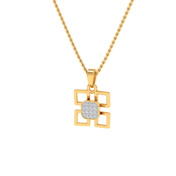 Gold-Plated Geometric Pendant Necklace with Lab-Grown Diamonds