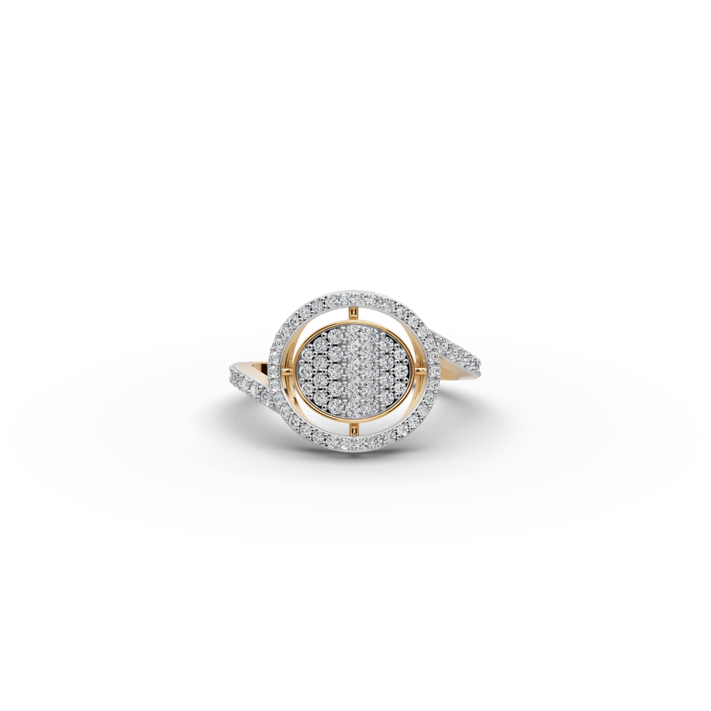 Pave Circle Halo Lab-Grown Diamond Ring